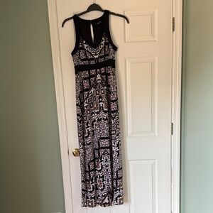 White House Black Market Black and White Patterned Maxi Dress
